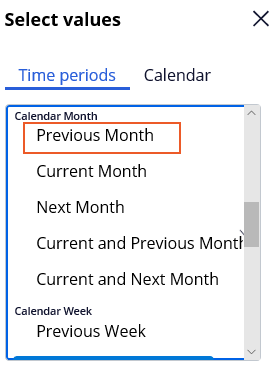 Report Browser Previous Month Symbolic Date