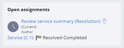 open assignments service case resolved completed