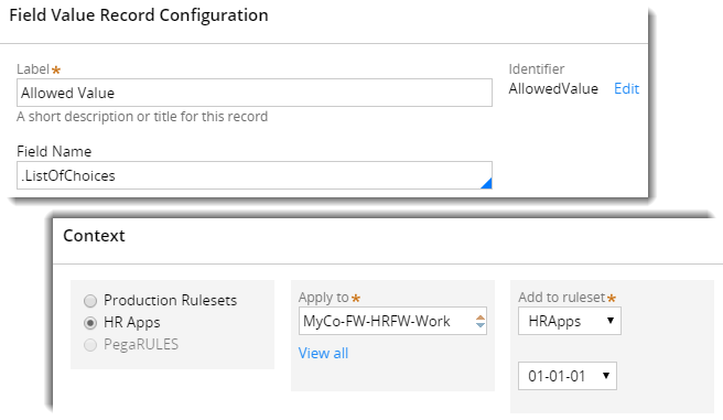 Configure field value