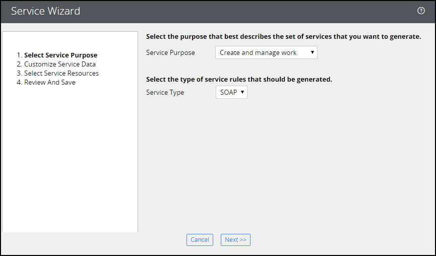 Service wizard updates