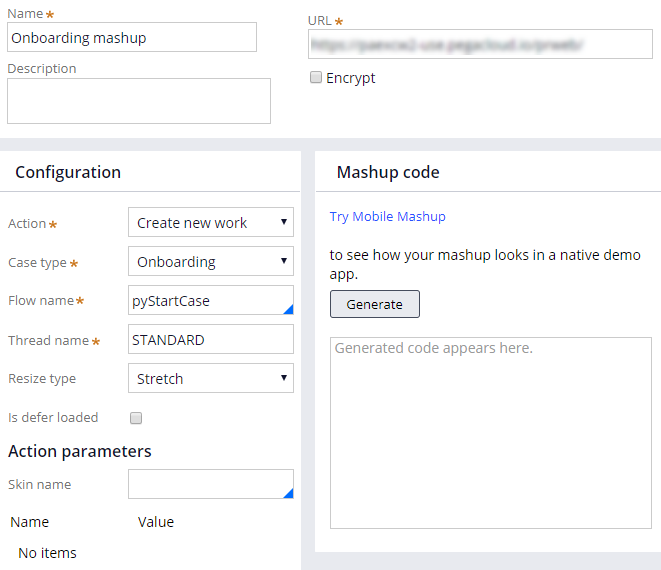 Web mashup configuration options