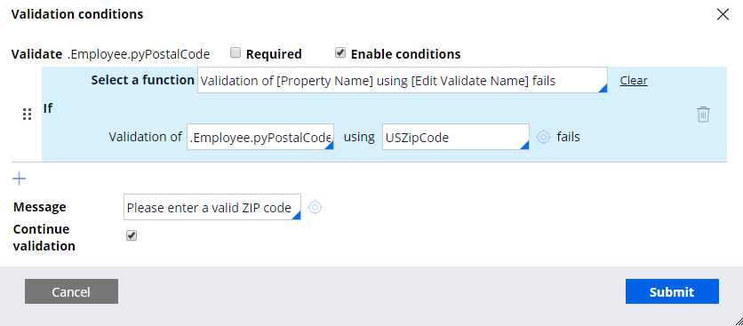 Validate rule configured to validate a provided postal code against the United State ZIP Code standard of 5 numerical digits