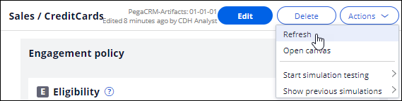 refresh engagement policy tab