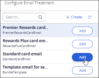 Configure Email Treatment pop-up window