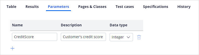 Parameter in Decision table