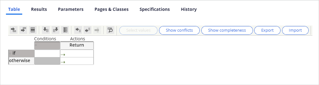 Decision table 