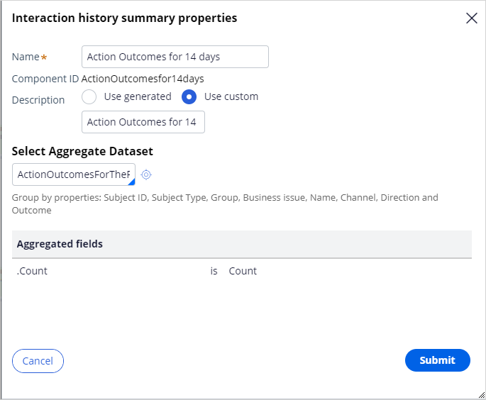 Interaction history summary properties 