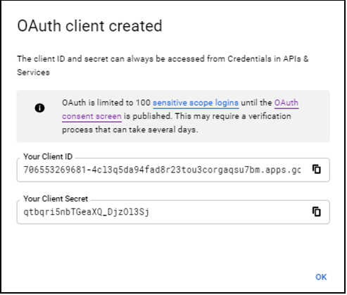 OAuth created