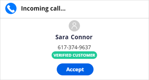 An incoming call screen pop