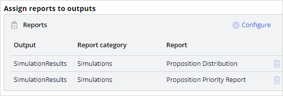 Assign reports to outputs in DT