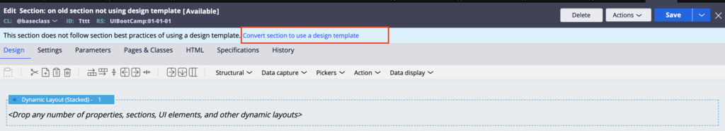 upgrading old section to use design template in 8.4