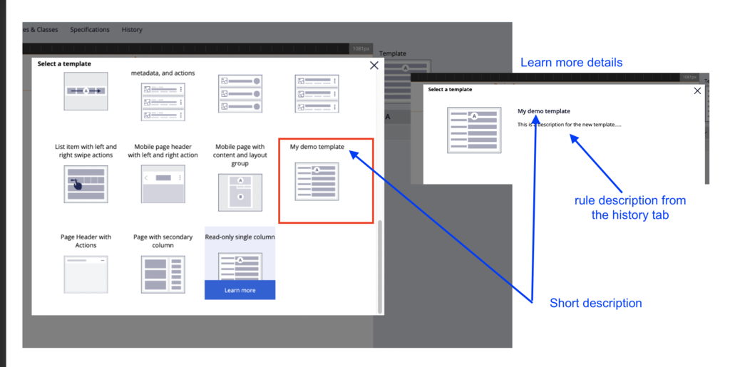 Example of using the newly created design template