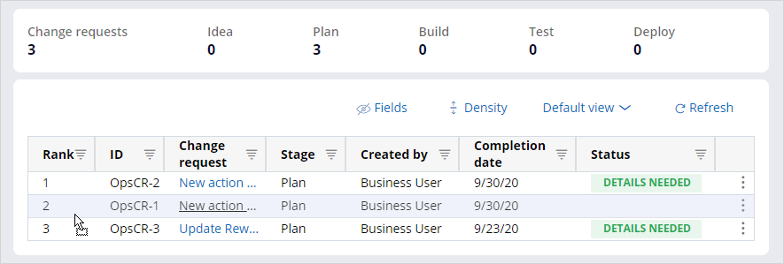 Drag and drop change request