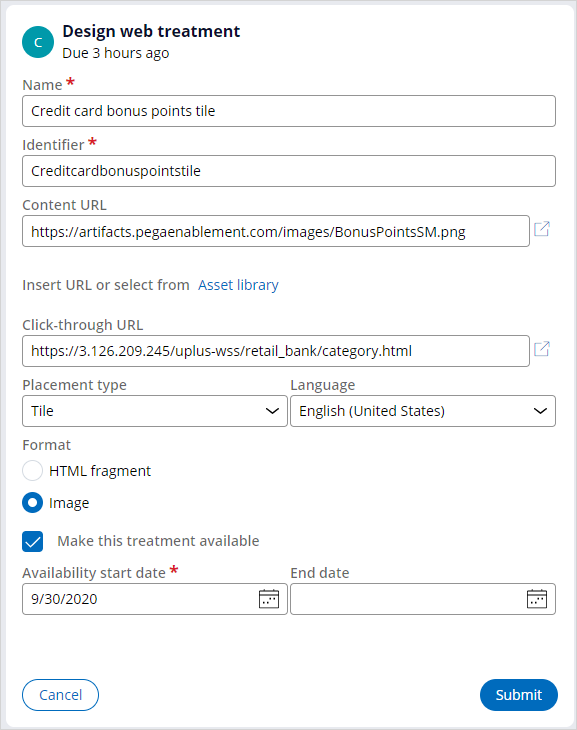 Design web treatment build task completed