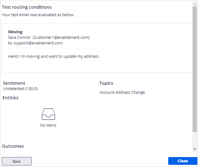 Address change routing results