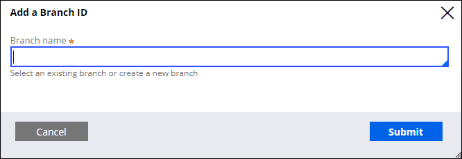 Add a Branch ID form