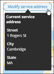 hover on Modify service address button 
