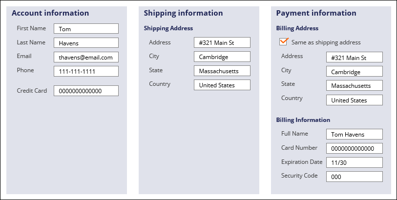 Example of how data transforms are used in a checkout example