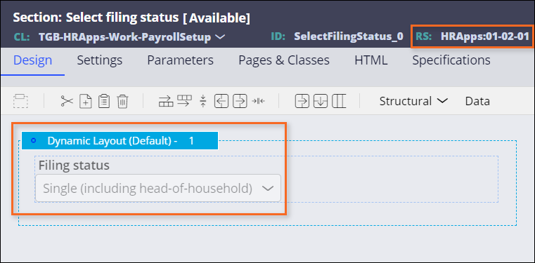 Select filing status section, skimmed to minor version 2