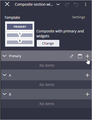 Composite section widgets holder pane