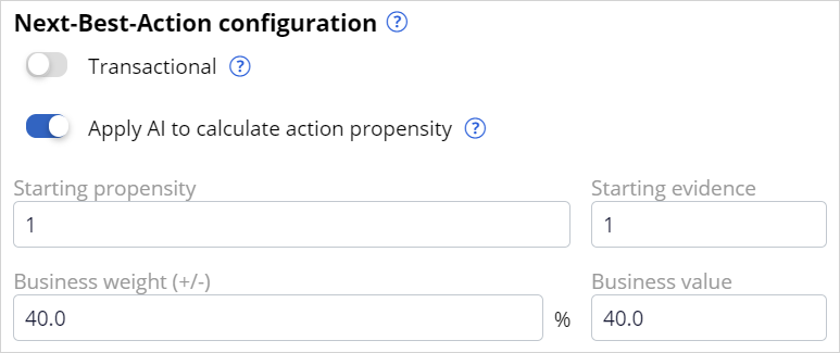 Add business weight to action