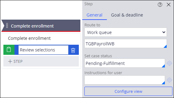 Contextual menu filled out with details from table in step 10