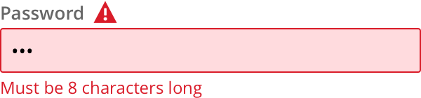 Example of a password error message