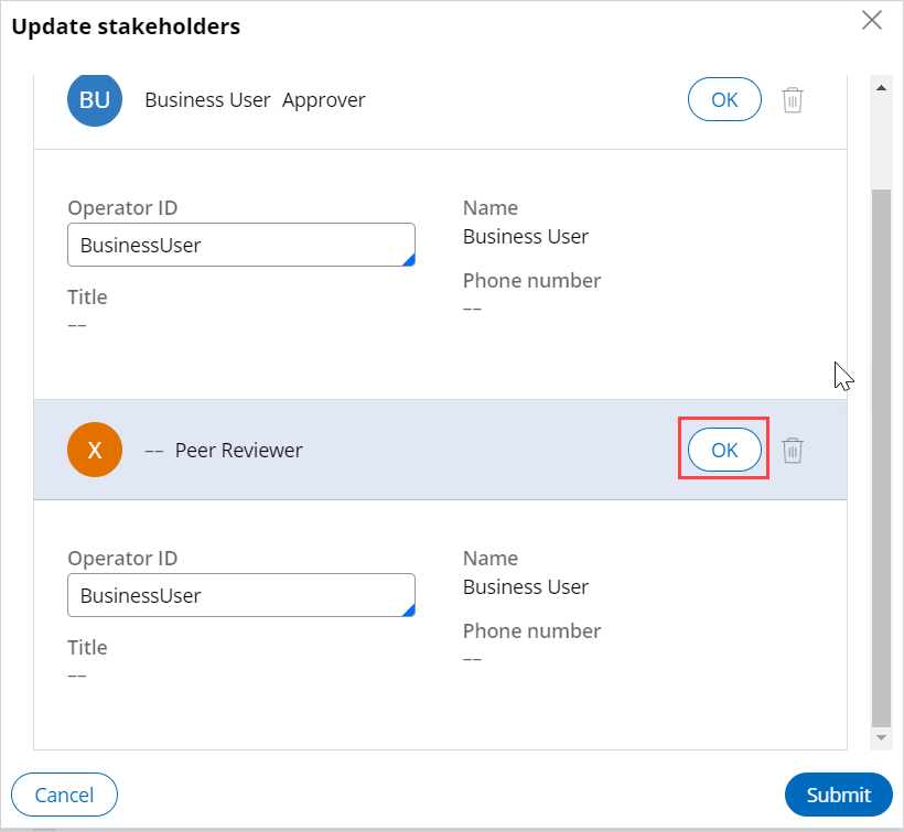 Update stakeholders