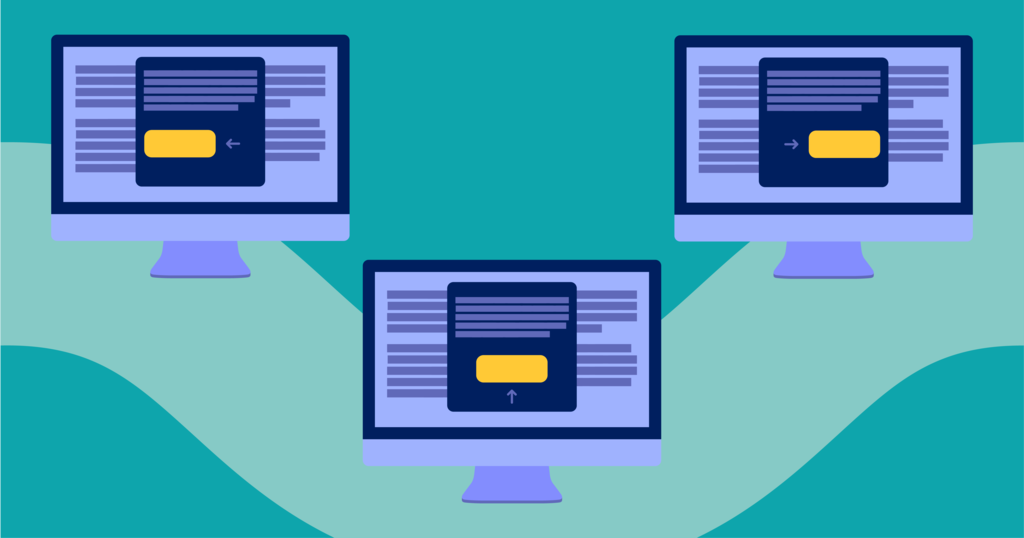 Illustration of different button placement affecting modal flow