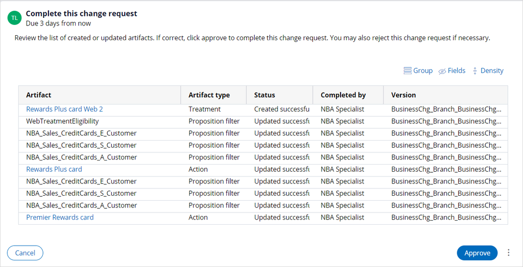 approve change request completion