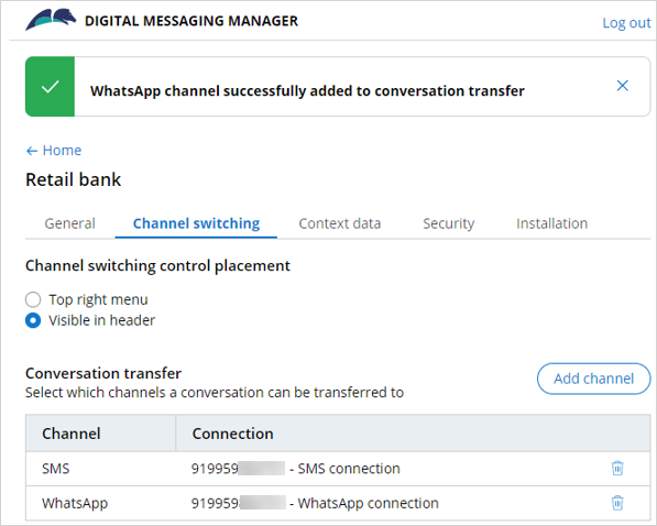 Channel switching