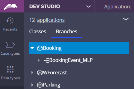 The newly added branch in the Branch Explorer of Dev Studio.