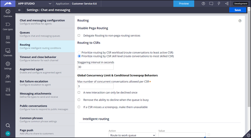 routing settings