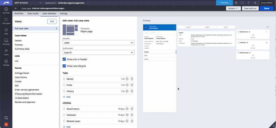 Configuring an application in App Studio