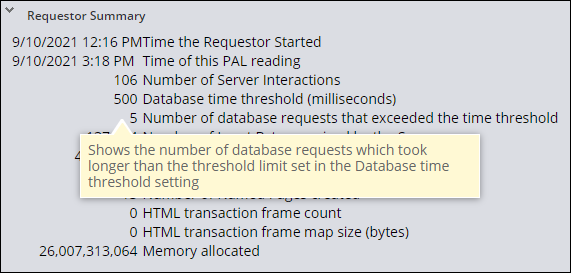 PAL Performance Details Requestor Summary