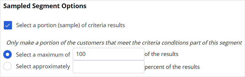 Samples segment options