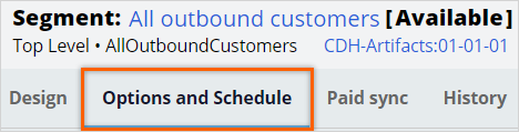 Segment options and schedule