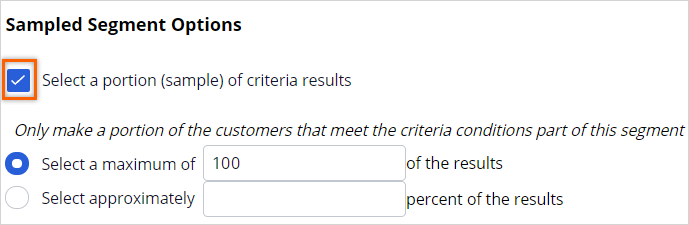 Samples segment options