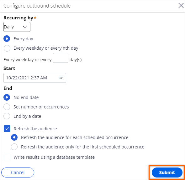 Configure Outbound Schedule