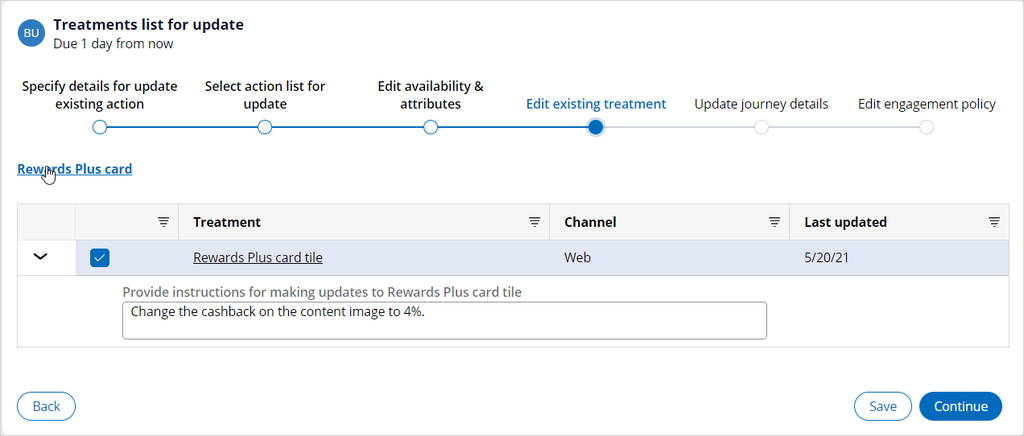 Edit existing treatment