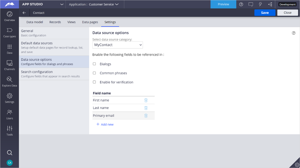 Data source options