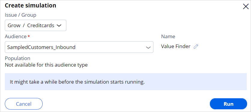 Value finder simulation