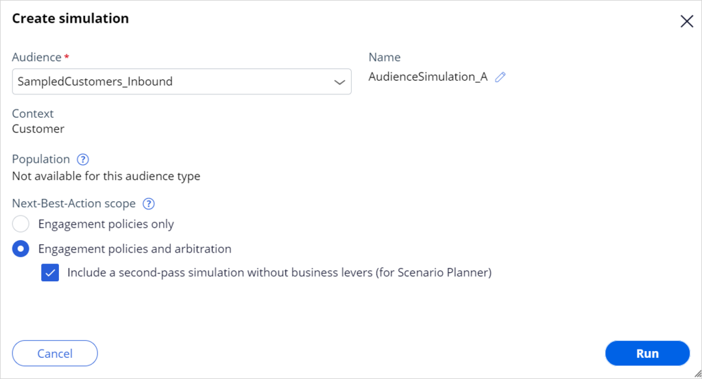 Audience simulation with arbitration enabled