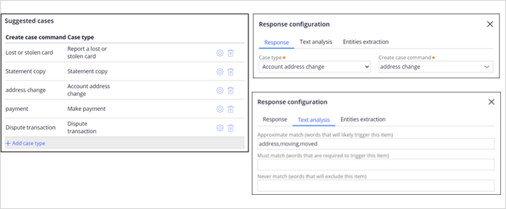 response configuration, suggested case