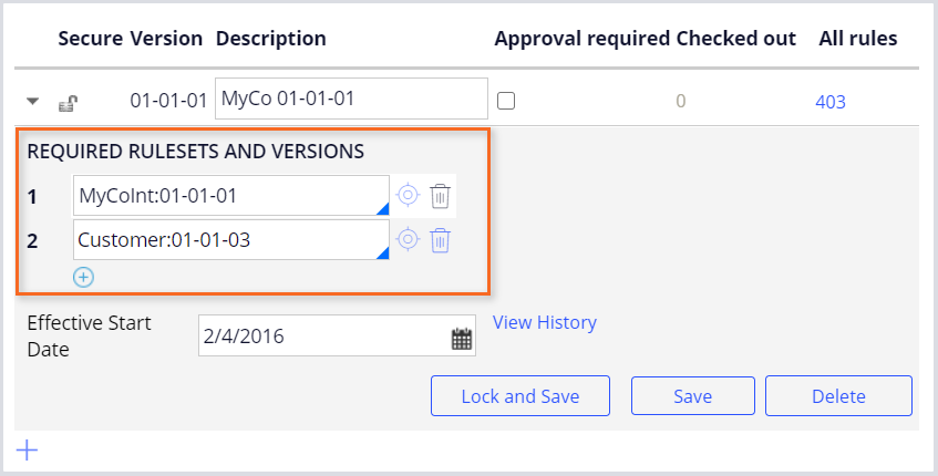 MyCo 01-01-01 ruleset requires MyCoInt:01-01-01 and Customer:01-01-03