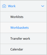 Workbaskets tab in the sidebar