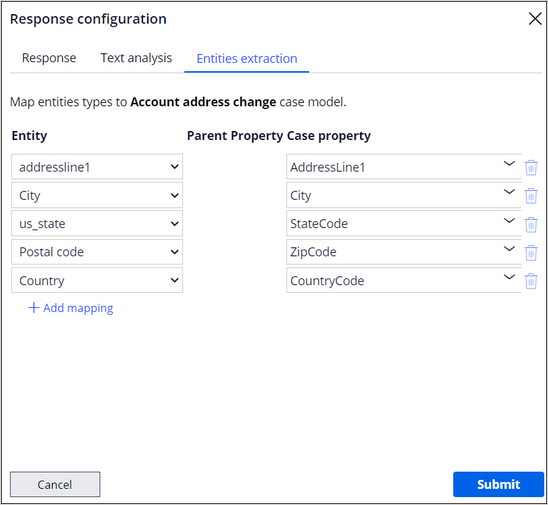 entity mapping for Address Change