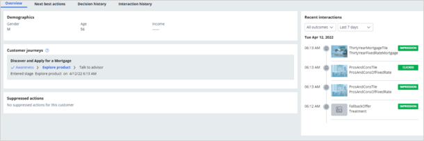 Customer Profile Viewer after action impression