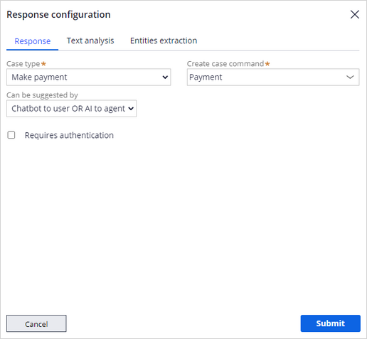 Reponse configuration