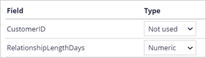 This image shows the CustomerID field set to Not used